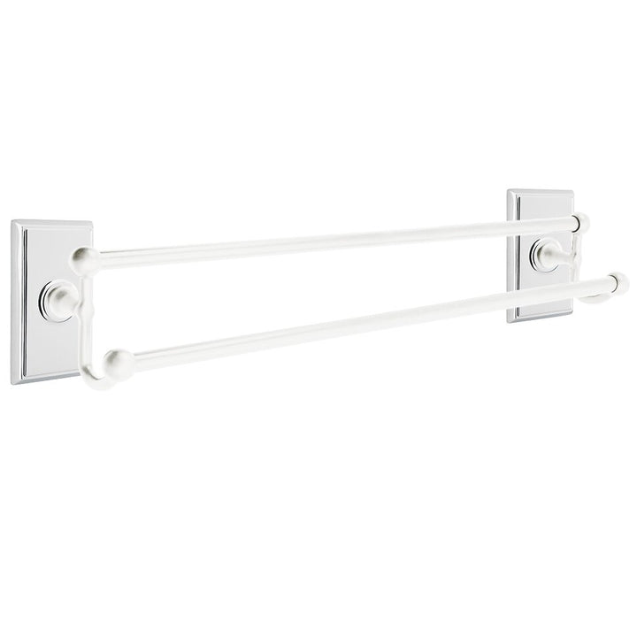 Traditional Brass Collection 24" Double Towel Bar with Rectangular Rose  by Emtek