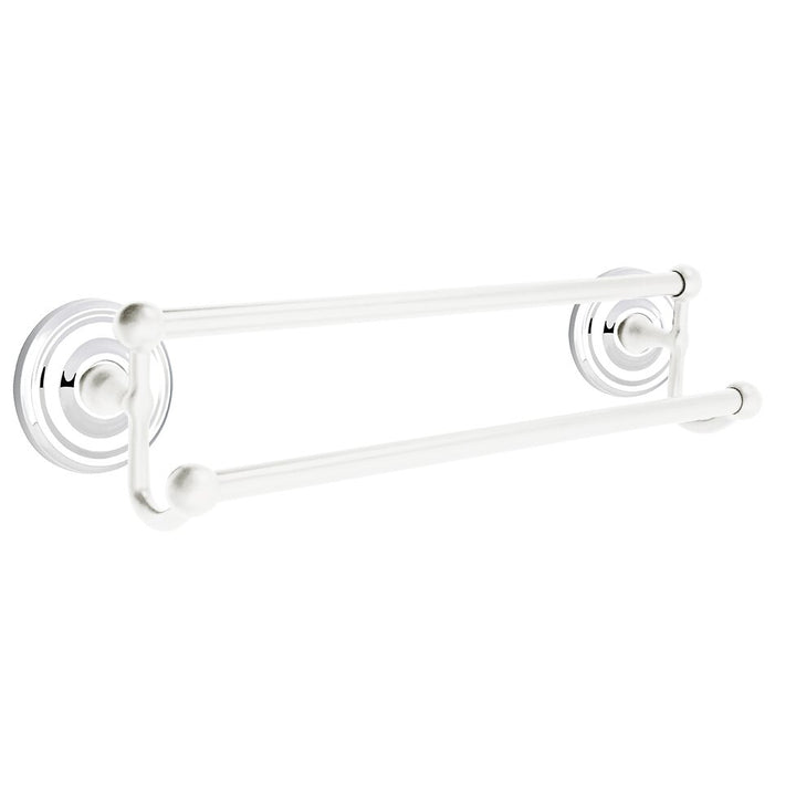 Traditional Brass Collection 18" Double Towel Bar with Regular Rose by Emtek