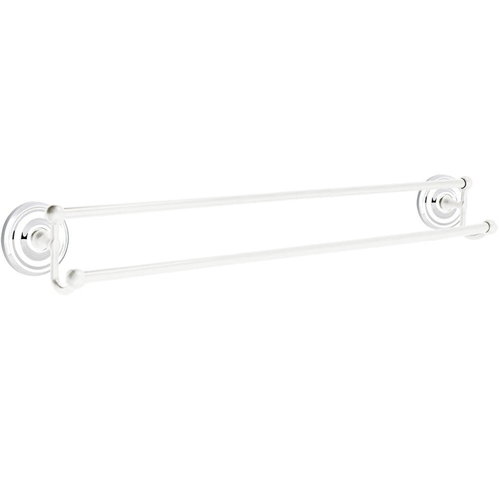 Traditional Brass Collection 30" Double Towel Bar with Small Regular Rose  by Emtek