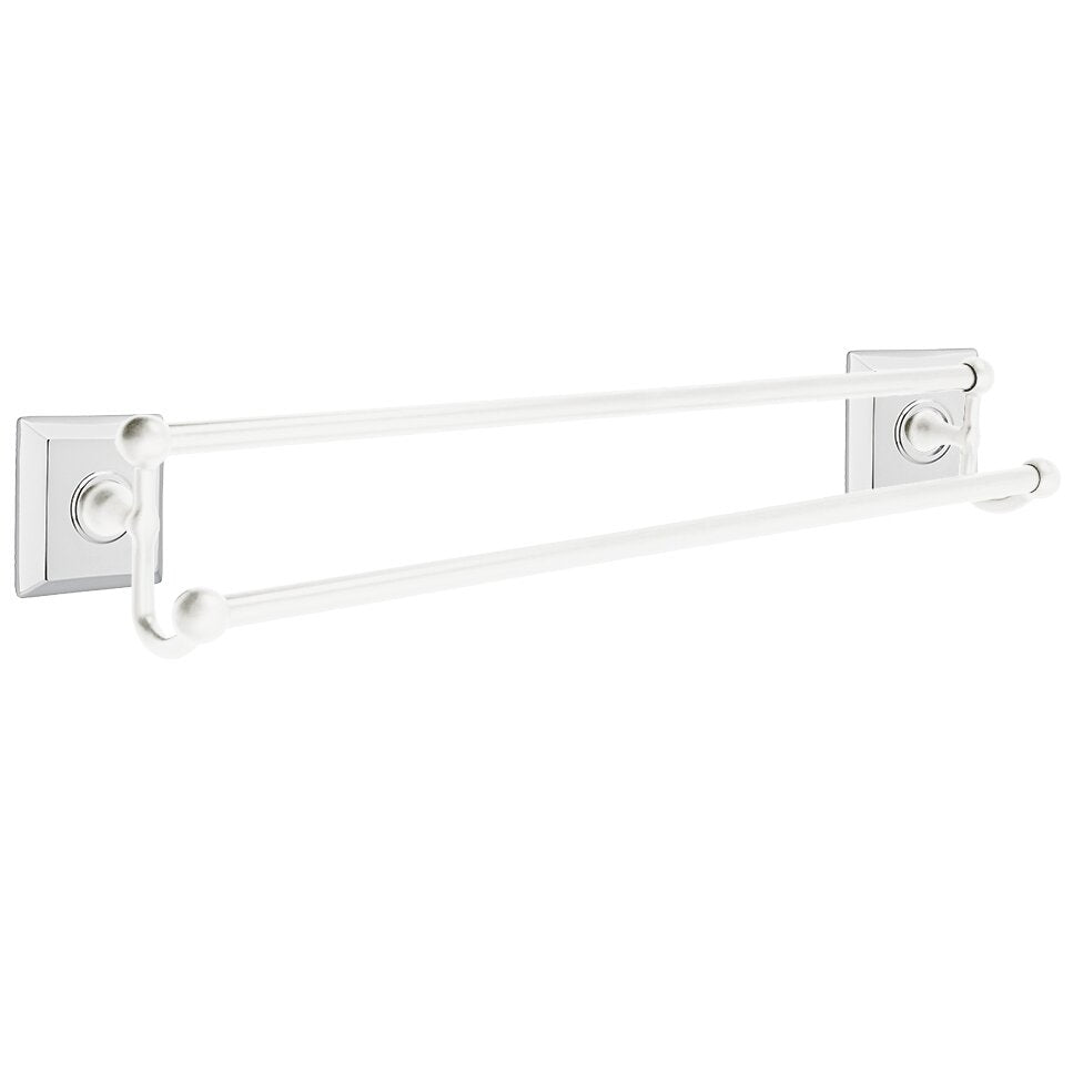 Traditional Brass Collection 30" Double Towel Bar with Quincy Rose  by Emtek