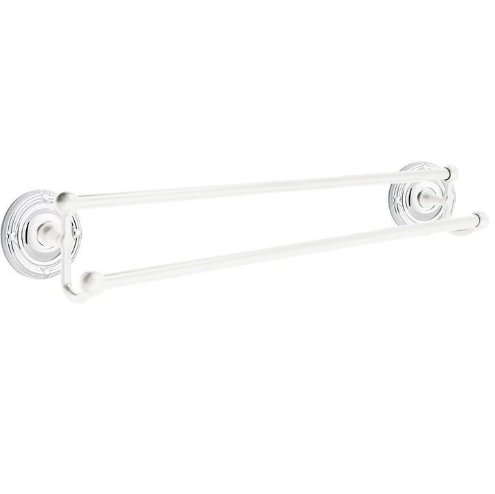 Traditional Brass Collection 24" Double Towel Bar with Ribbon & Reed Rose  by Emtek