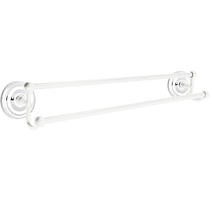 Traditional Brass Collection 24" Double Towel Bar with Regular Rose by Emtek