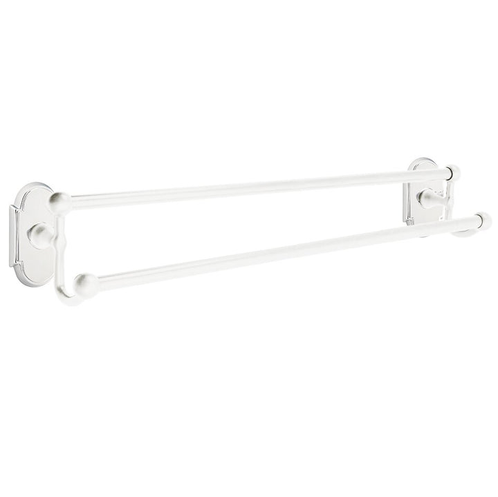 Traditional Brass Collection 24" Double Towel Bar with #8 Rose by Emtek
