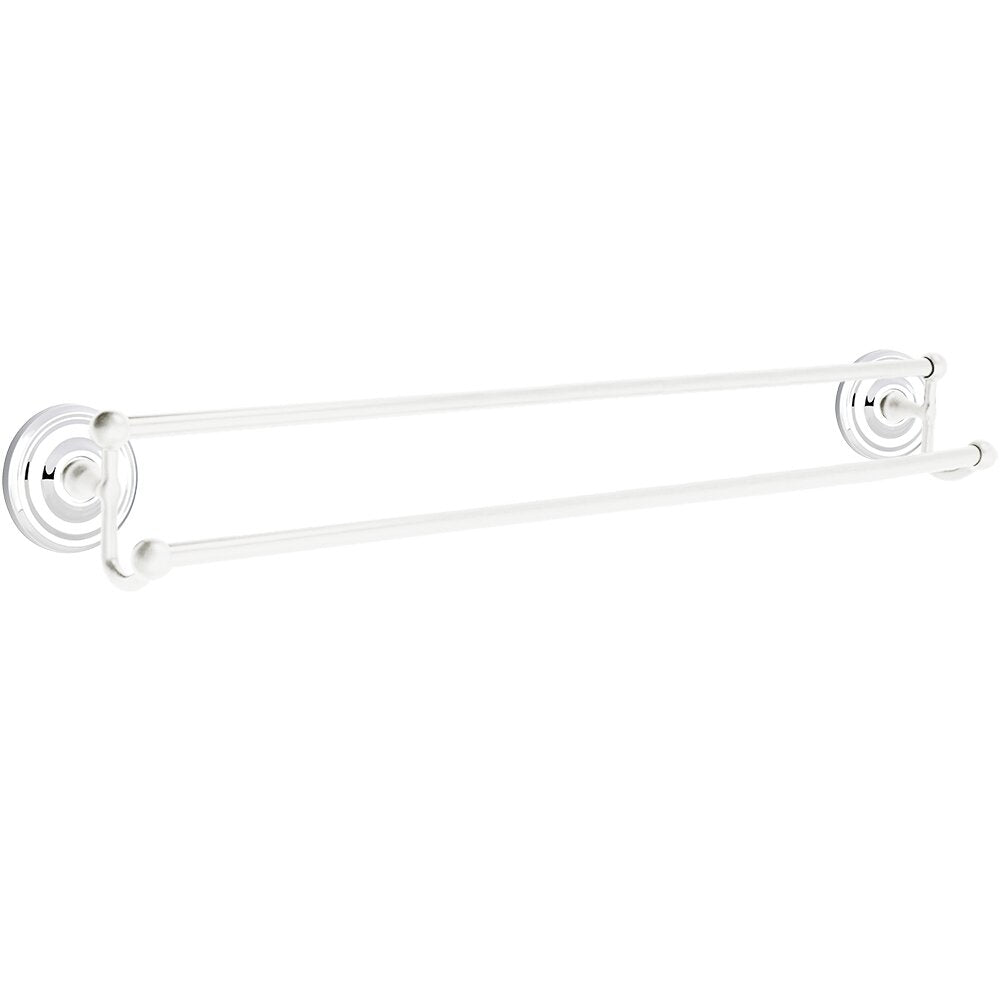 Traditional Brass Collection 30" Double Towel Bar with Regular Rose by Emtek