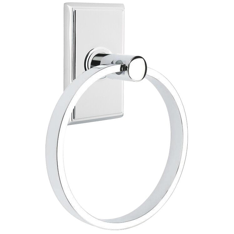 Modern Brass Collection Rectangular Towel Ring by Emtek