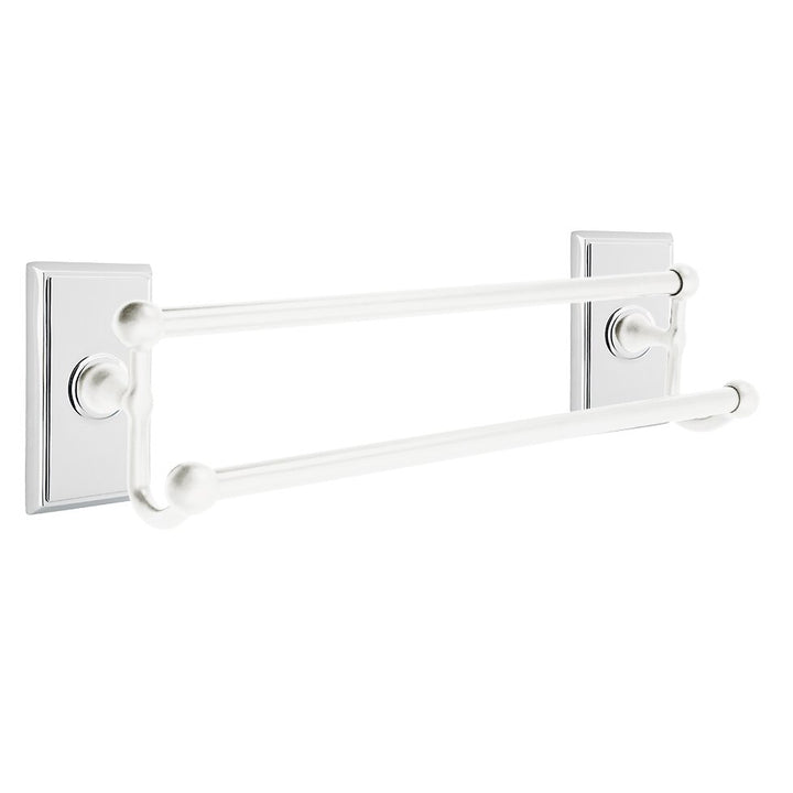 Traditional Brass Collection 24" Double Towel Bar with Rectangular Rose  by Emtek