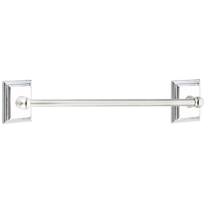 Traditional Brass Collection 24" Single Towel Bar with Wilshire Rose  by Emtek