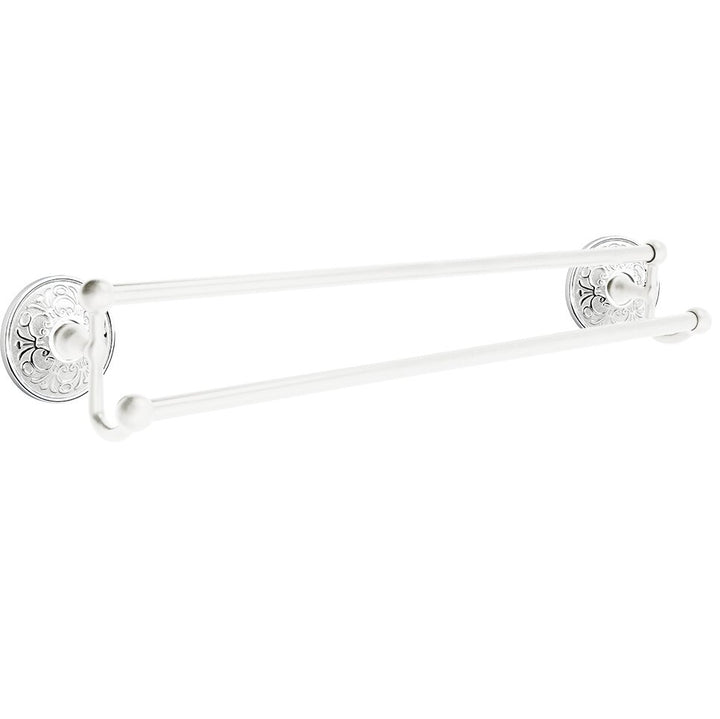 Traditional Brass Collection 24" Double Towel Bar with Lancaster Rose  by Emtek