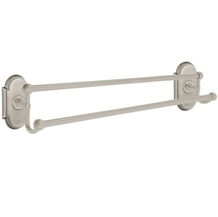 Traditional Brass Collection 24" Double Towel Bar with #8 Rose by Emtek
