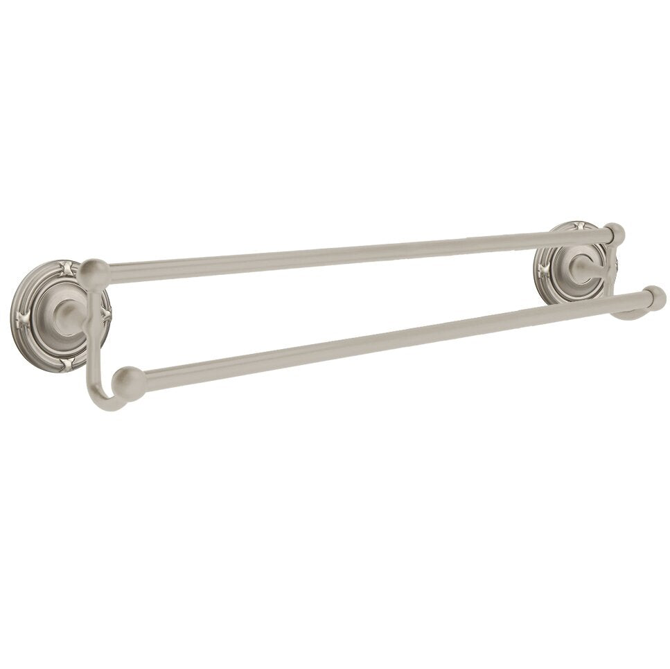 Traditional Brass Collection 24" Double Towel Bar with Ribbon & Reed Rose  by Emtek