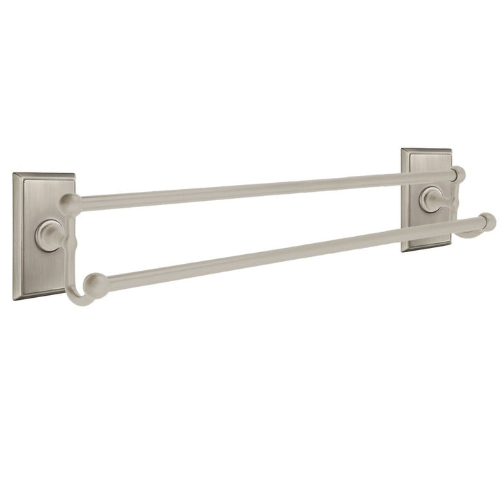 Traditional Brass Collection 24" Double Towel Bar with Rectangular Rose  by Emtek