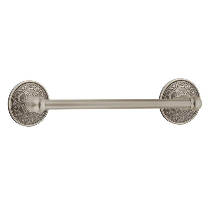 Traditional Brass Collection 12" Single Towel Bar with Lancaster Rose  by Emtek