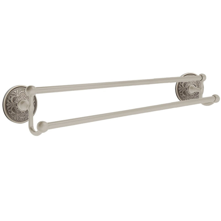 Traditional Brass Collection 24" Double Towel Bar with Lancaster Rose  by Emtek