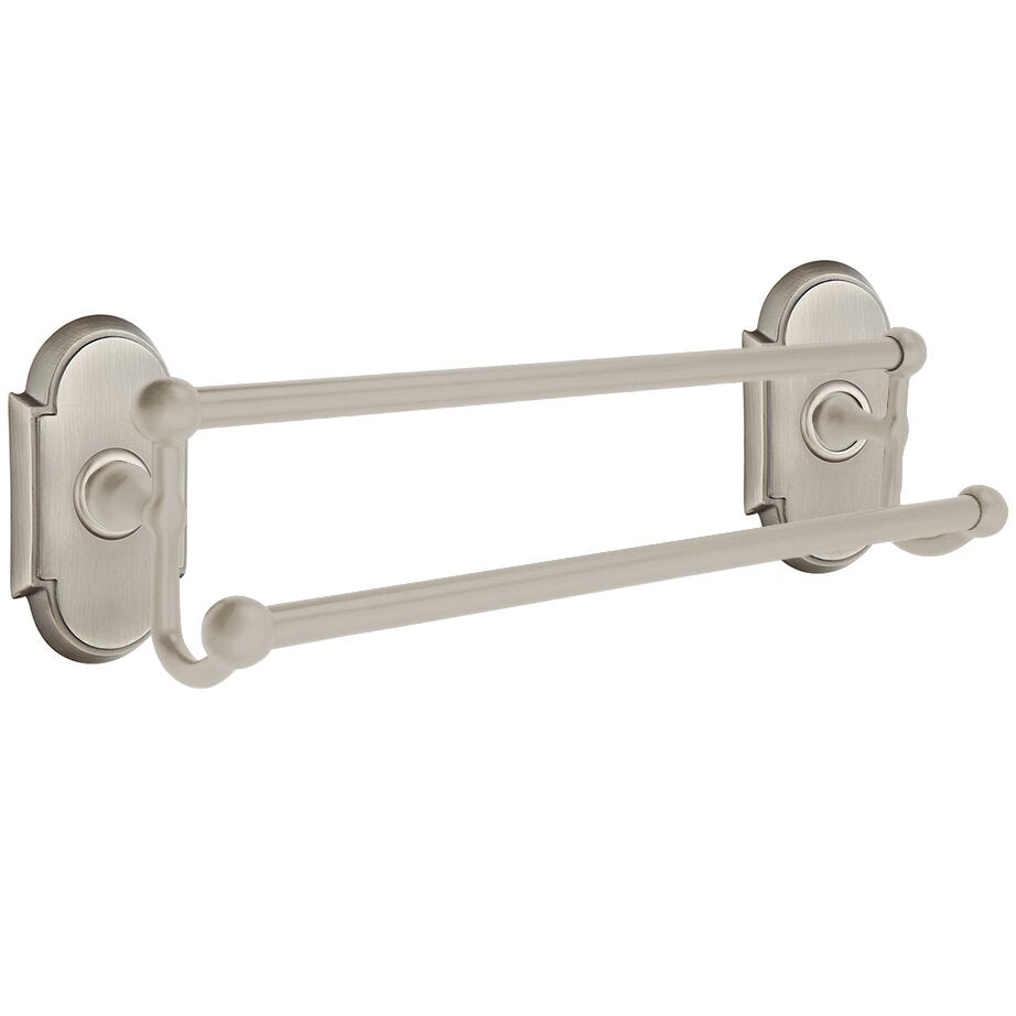 Traditional Brass Collection 18" Double Towel Bar with #8 Rose  by Emtek