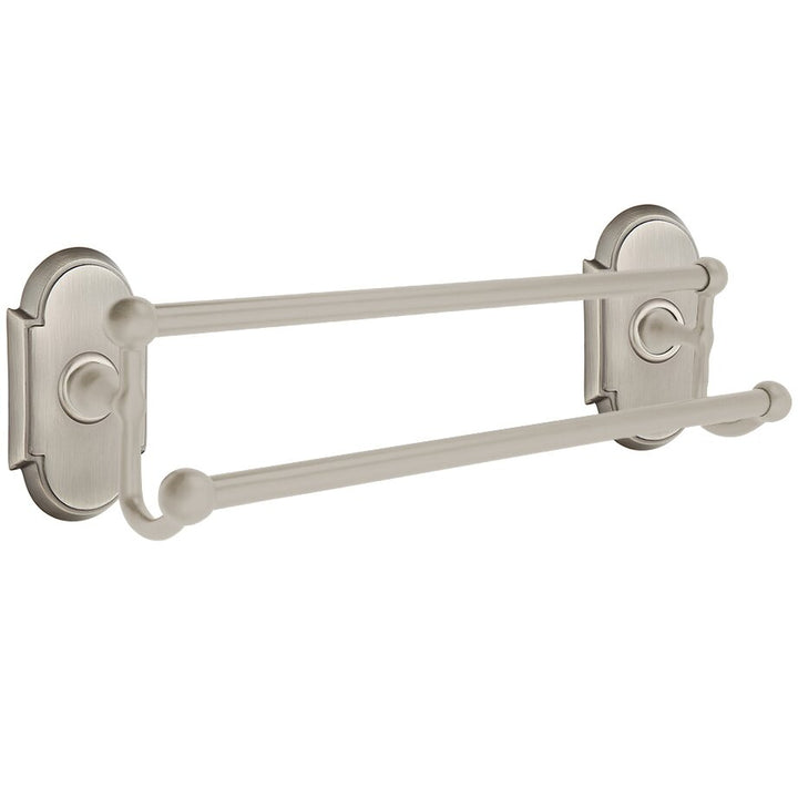 Traditional Brass Collection 18" Double Towel Bar with #8 Rose  by Emtek