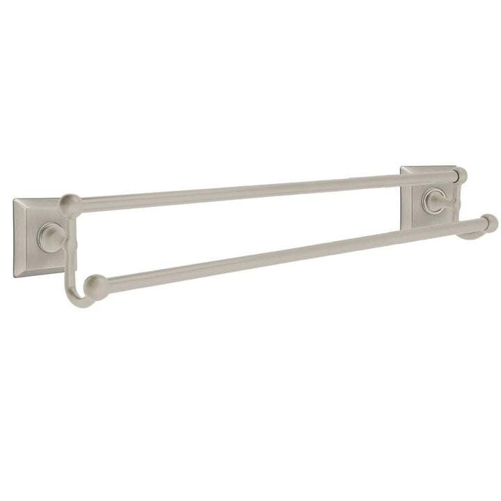 Traditional Brass Collection 24" Double Towel Bar with Quincy Rose by Emtek