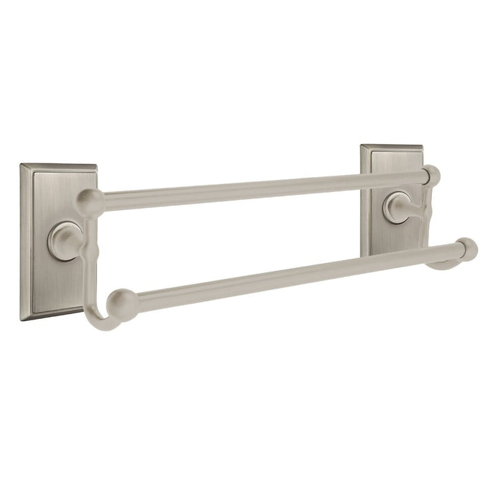 Traditional Brass Collection 24" Double Towel Bar with Rectangular Rose  by Emtek