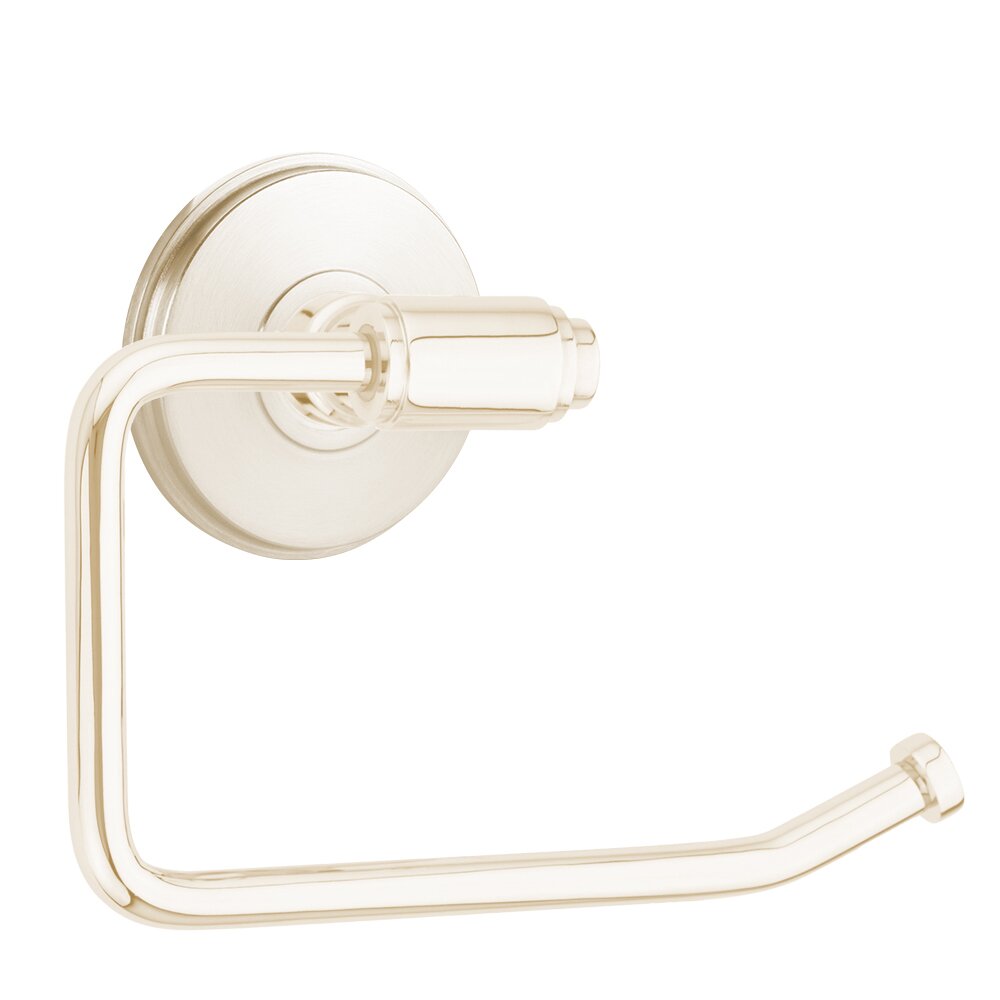 Transitional Brass Collection Toilet Paper Holder with Watford Rosette in Lifetime Polished Nickel by Emtek