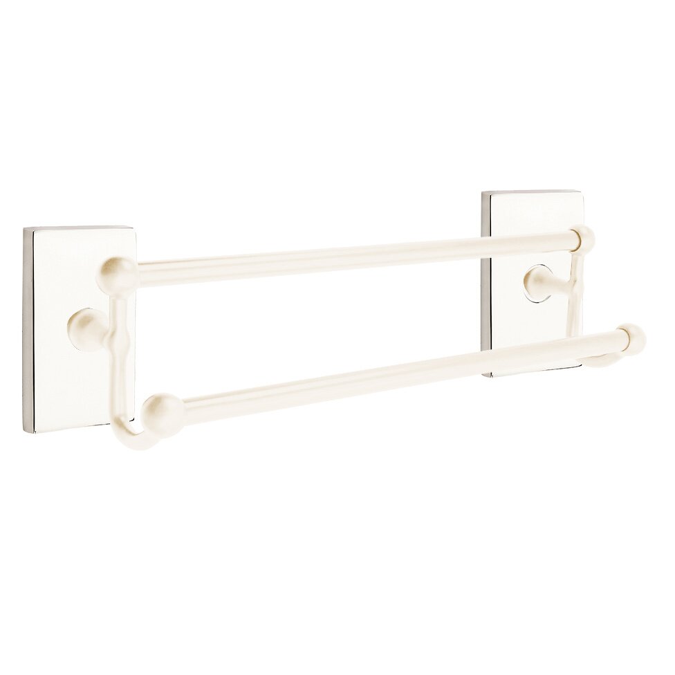 Traditional Brass Collection 18" Double Towel Bar with Modern Rectangular Rose  by Emtek