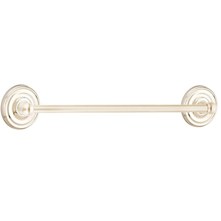 Traditional Brass Collection 24" Single Towel Bar with Small Regular Rose by Emtek