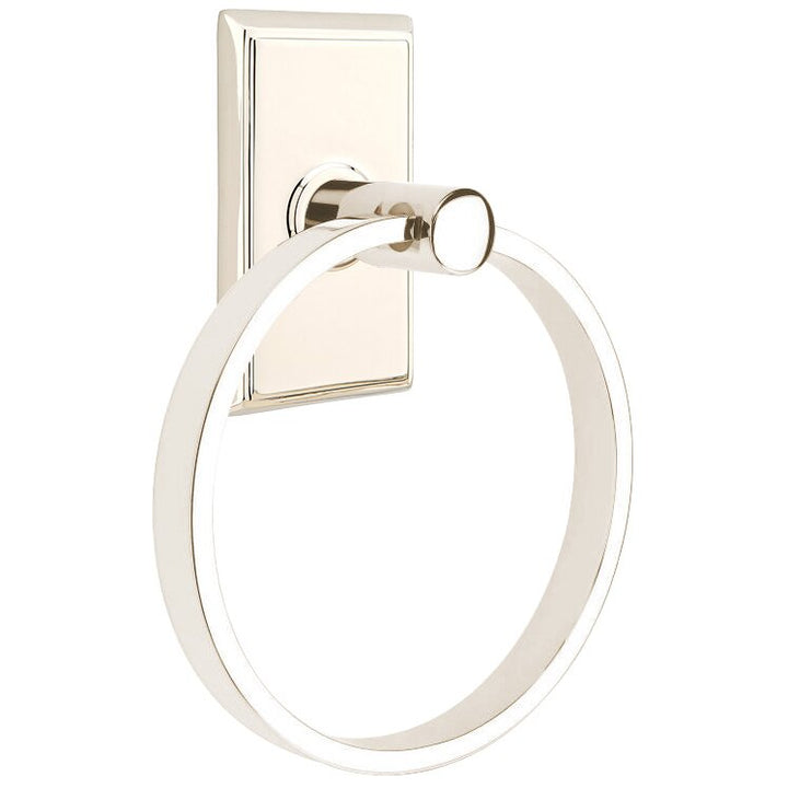 Modern Brass Collection Rectangular Towel Ring by Emtek