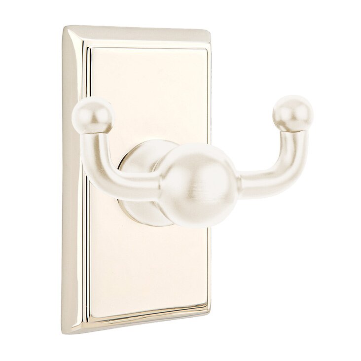 Traditional Brass Collection Rectangular Double Hook  by Emtek