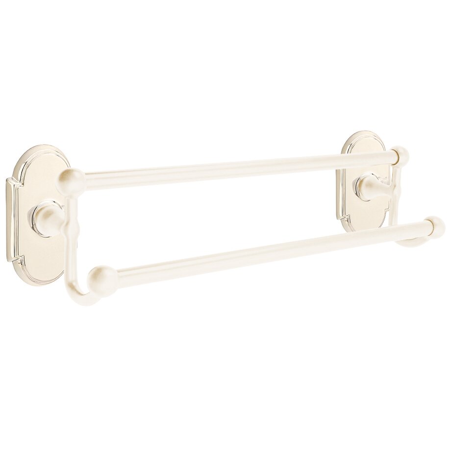 Traditional Brass Collection 18" Double Towel Bar with #8 Rose  by Emtek