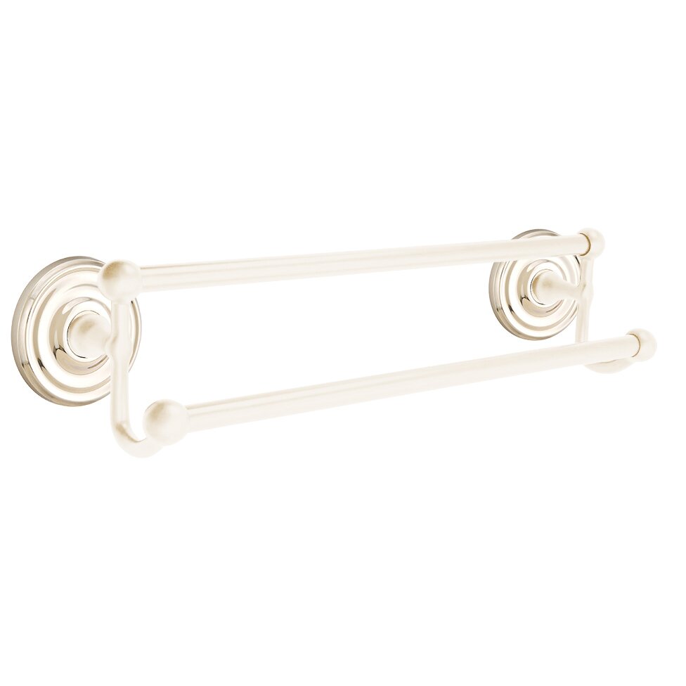 Traditional Brass Collection 18" Double Towel Bar with Regular Rose by Emtek