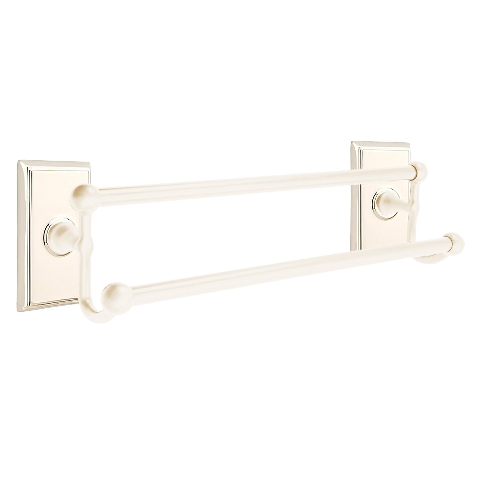 Traditional Brass Collection 24" Double Towel Bar with Rectangular Rose  by Emtek