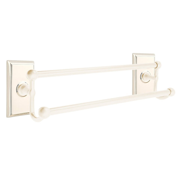Traditional Brass Collection 24" Double Towel Bar with Rectangular Rose  by Emtek