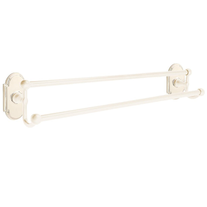 Traditional Brass Collection 24" Double Towel Bar with #8 Rose by Emtek