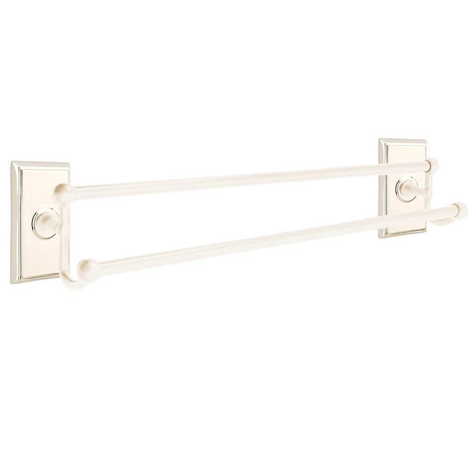 Traditional Brass Collection 24" Double Towel Bar with Rectangular Rose  by Emtek