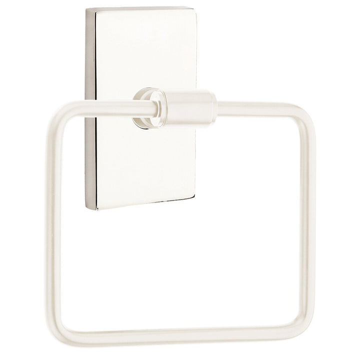 Transitional Brass Collection Transitional Brass Towel Ring with Modern Rectangular Rosette  by Emtek