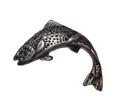 Buck Snort Lodge Jumping Trout Left Facing  Cabinet Knob