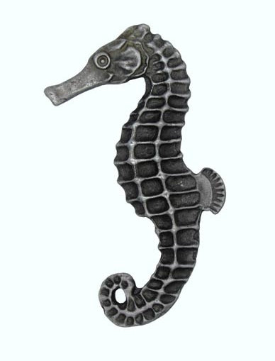 Buck Snort Lodge Decorative Hardware Large Seahorse Cabinet Knob Facing Left