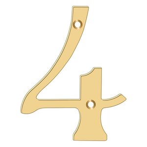 Deltana Architectural Hardware Home Accessories 4" Numbers, Solid Brass