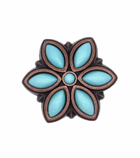 Buck Snort Lodge Decorative Hardware Turquoise Flower Cabinet Knob