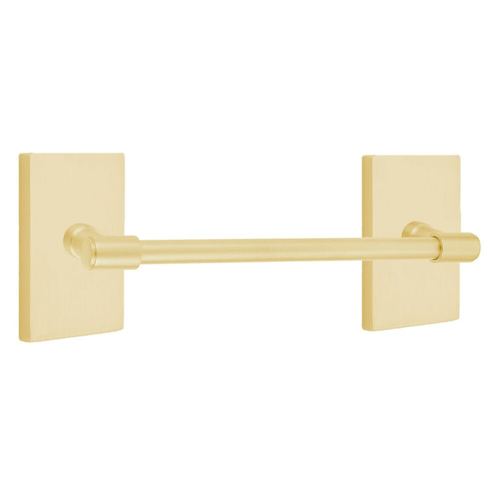 Transitional Brass Collection 18" Towel Bar with Modern Rectangular Rosette  by Emtek