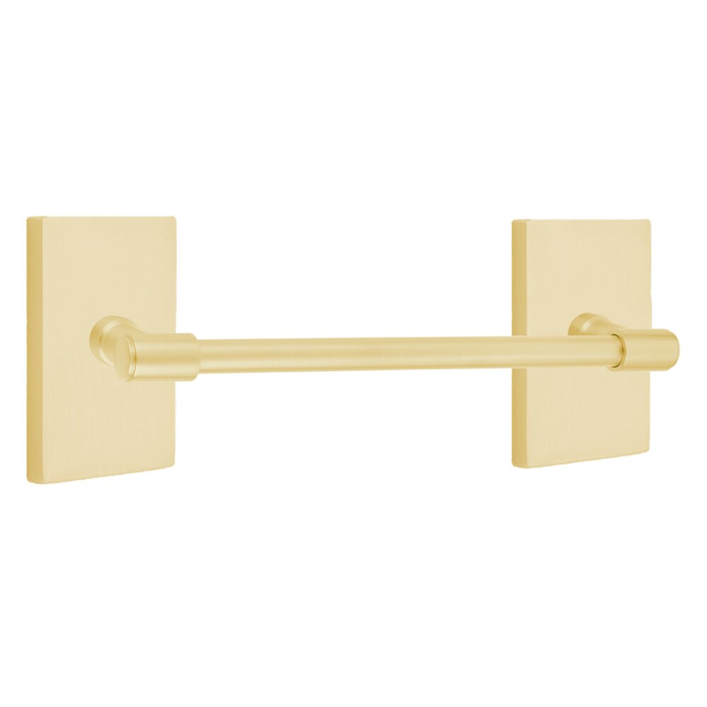 Transitional Brass Collection 30" Towel Bar with Modern Rectangular Rosette  by Emtek