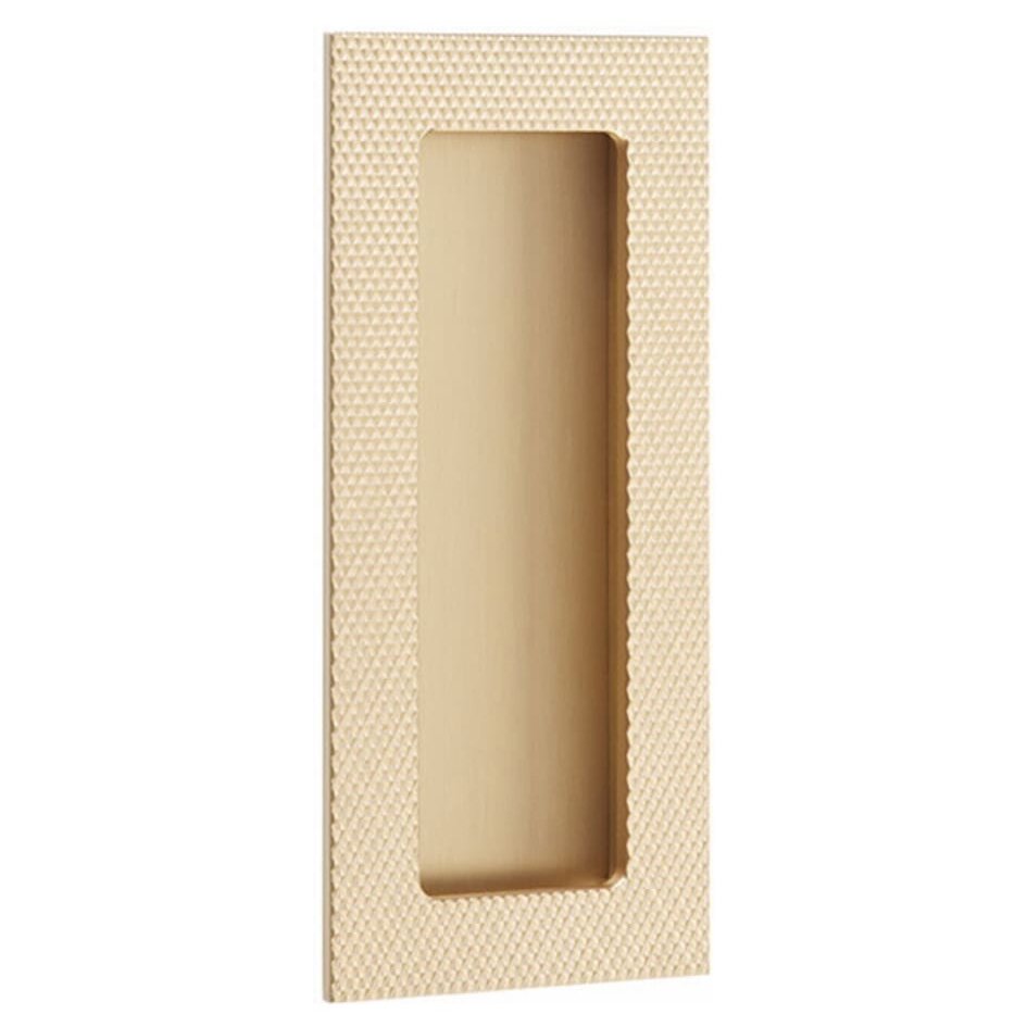 Modern Cabinet Hardware Collection 7" Modern Rectangular Knurled with Plain Pocket Flush Pull by Emtek