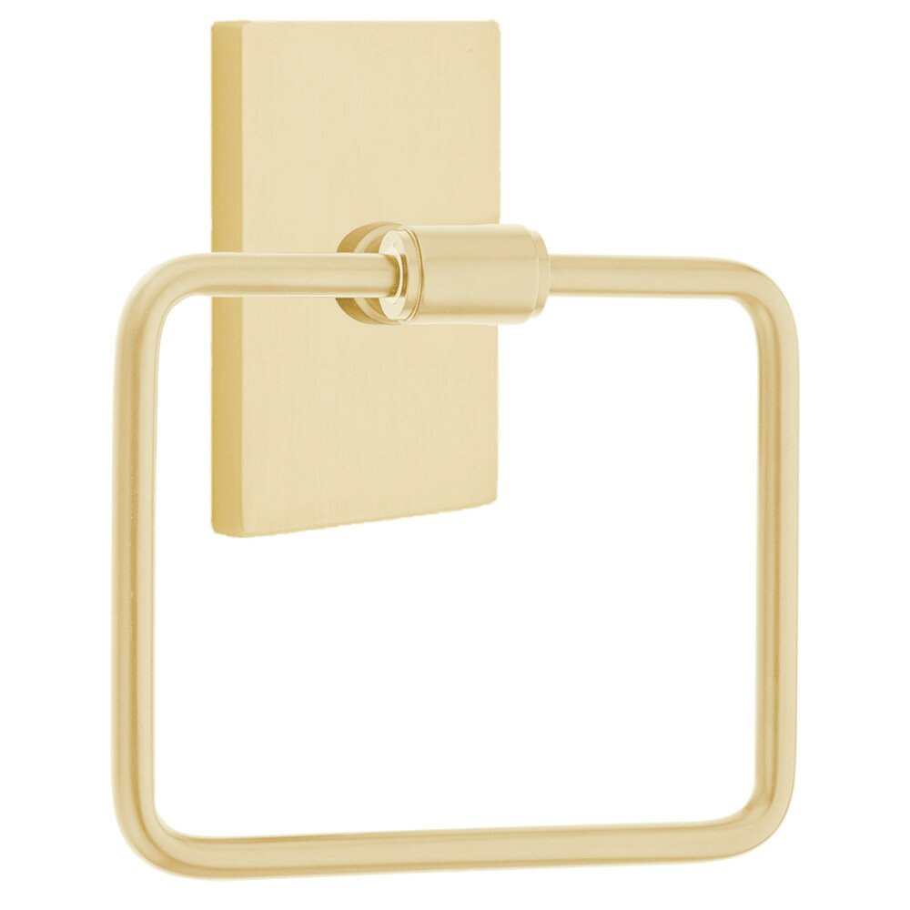 Transitional Brass Collection Transitional Brass Towel Ring with Modern Rectangular Rosette  by Emtek