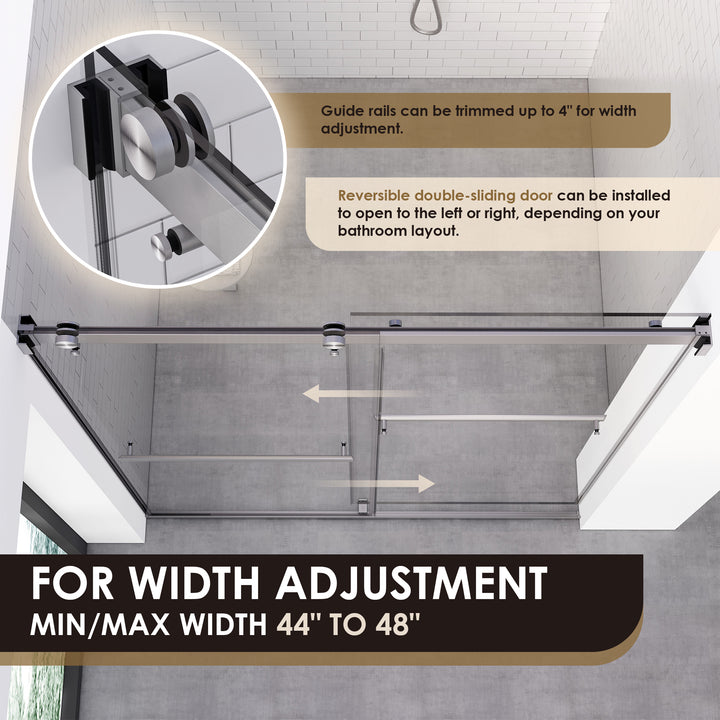 Marcelo 48" W x 76" H By Pass Frameless Shower Door