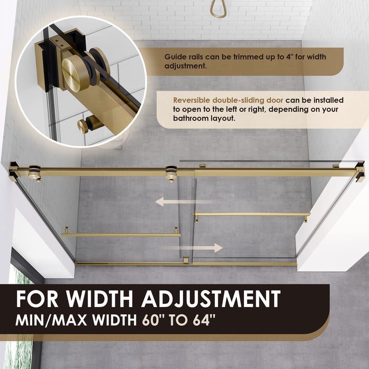 Marcelo 64" W x 76" H By Pass Frameless Shower Door