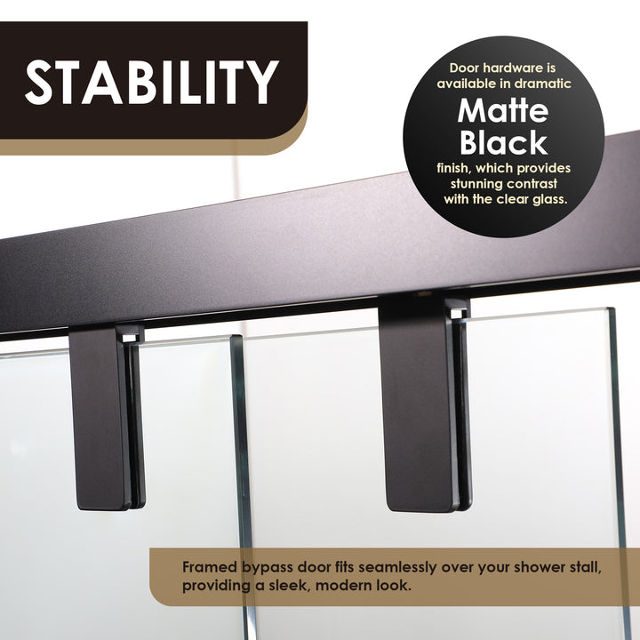 Caspar 52" W x 76" H By Pass Semi Frameless Shower Door