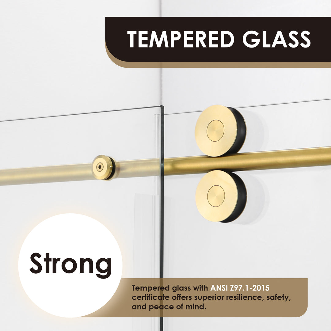 Lazaro 56" W x 78" H Single Sliding Frameless Shower Door