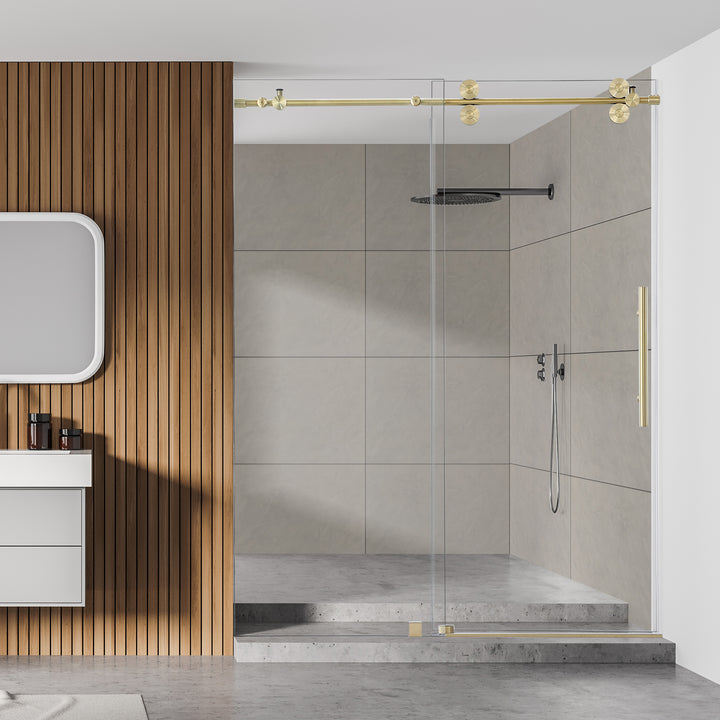 Lazaro 56" W x 78" H Single Sliding Frameless Shower Door