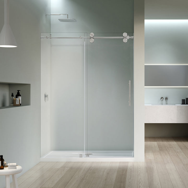 Lazaro 56" W x 78" H Single Sliding Frameless Shower Door