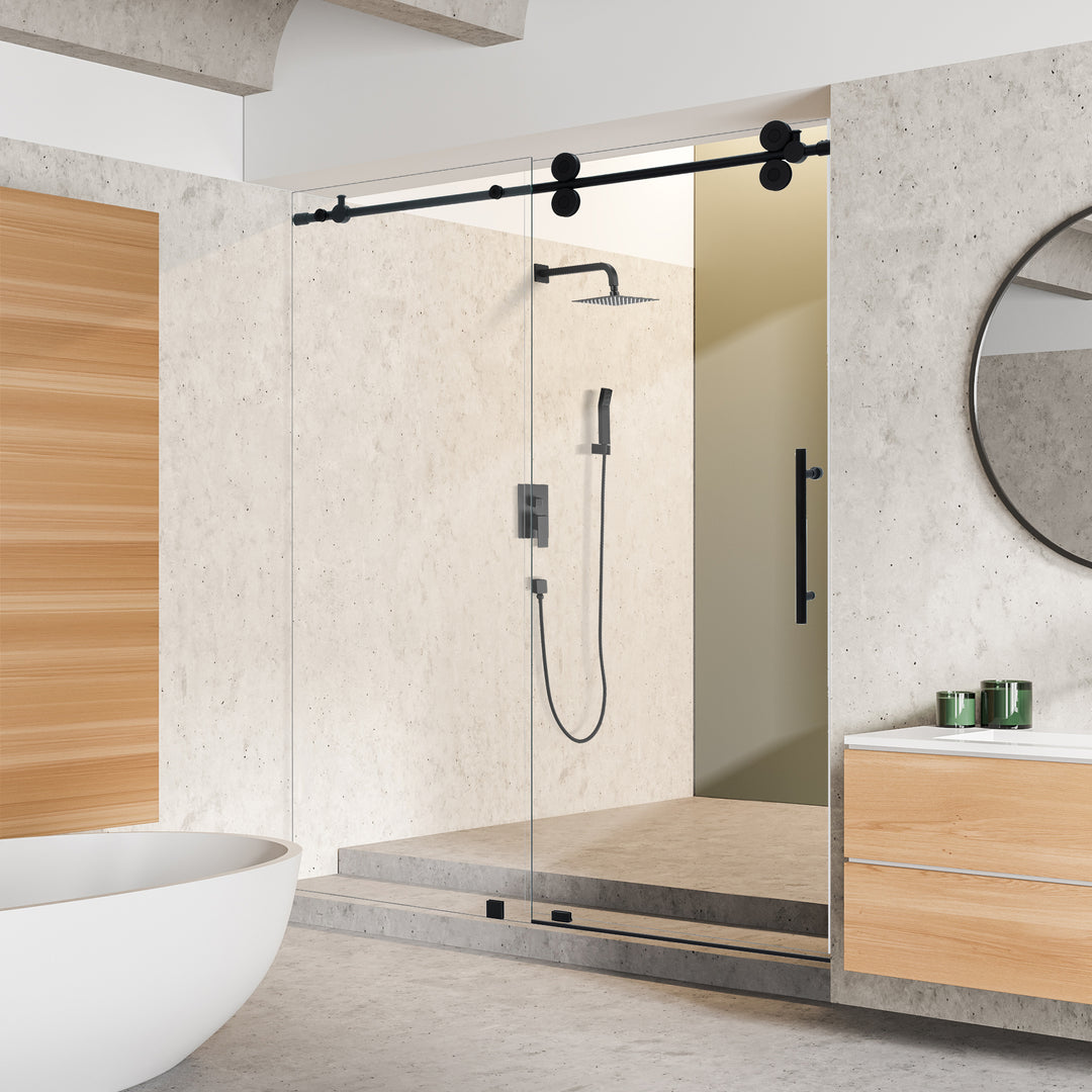 Lazaro 56" W x 78" H Single Sliding Frameless Shower Door