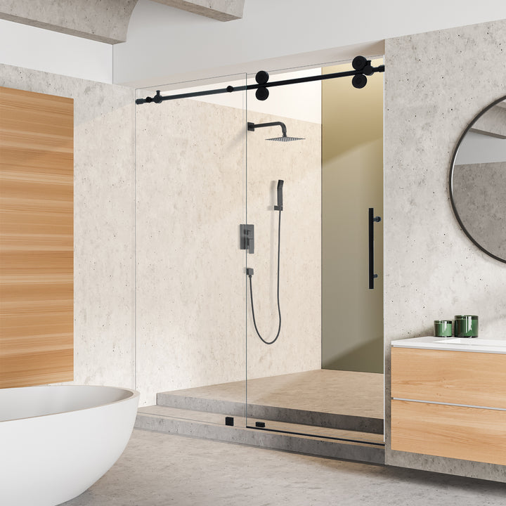 Lazaro 56" W x 78" H Single Sliding Frameless Shower Door