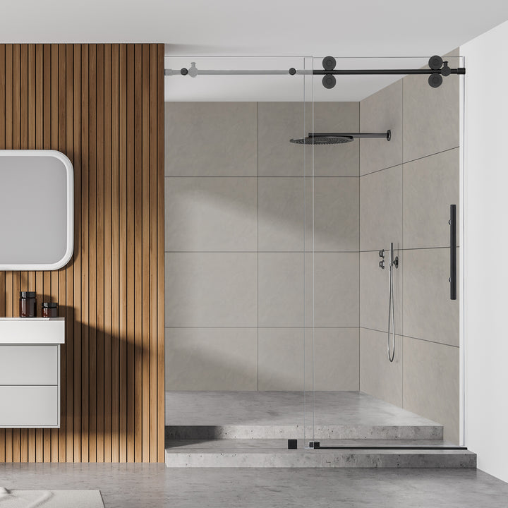 Lazaro 56" W x 78" H Single Sliding Frameless Shower Door